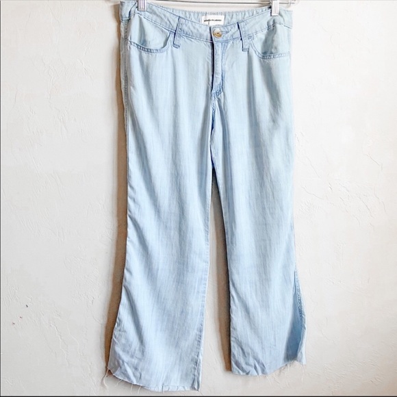 cloth & stone Denim - Cloth & Stone Raw Hem Wide Leg Chambray Pants